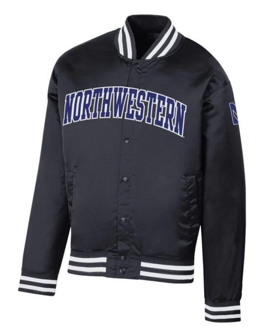Northwestern Wildcats Champion Bomber Black Jacket