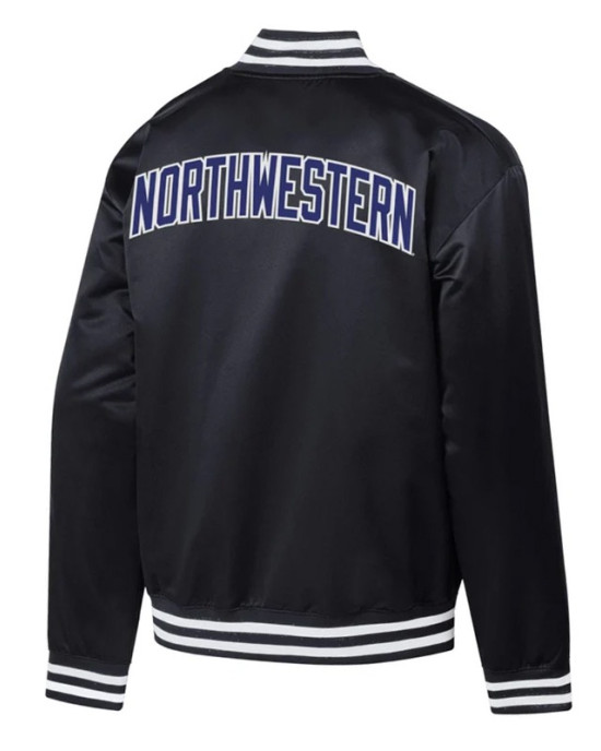 Northwestern Wildcats Retro Champion Bomber Black Jacket
