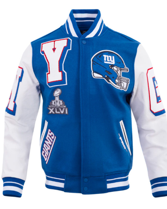 NY Giants Mashup Rib Varsity Wool/Leather Jacket NY Giants Mashup Rib Varsity Wool/Leather Jacket