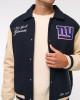 NY Giants Navy and Eggshell Varsity Bomber Jacket