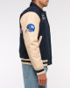 NY Giants Navy and Eggshell Varsity Bomber Jacket