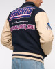 NY Giants Navy and Eggshell Varsity Bomber Jacket
