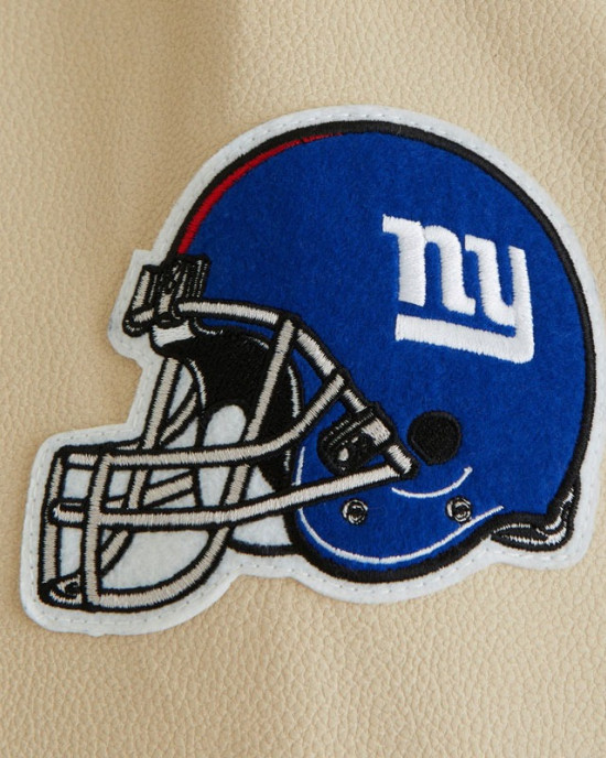 NY Giants Navy and Eggshell Varsity Bomber Jacket
