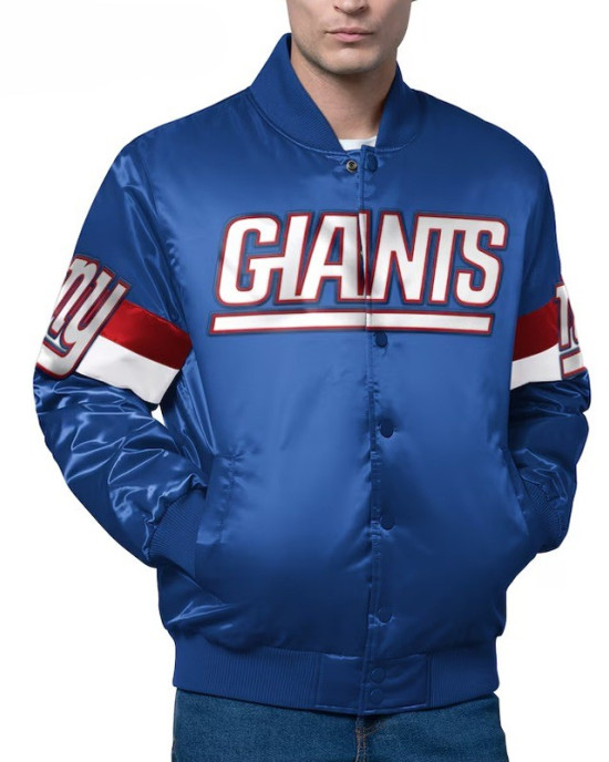 NY Giants Triple Option Varsity Satin Jacket