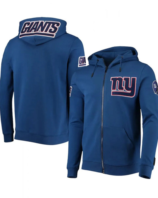 NY Giants Zip Up Blue Hoodie NY Giants Zip Up Blue Hoodie
