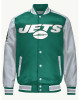 NY Jets Green and Gray Varsity Satin Jacket