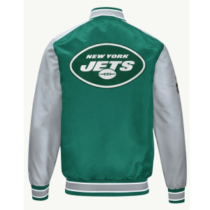  NY Jets Green and Gray Varsity Satin Jacket