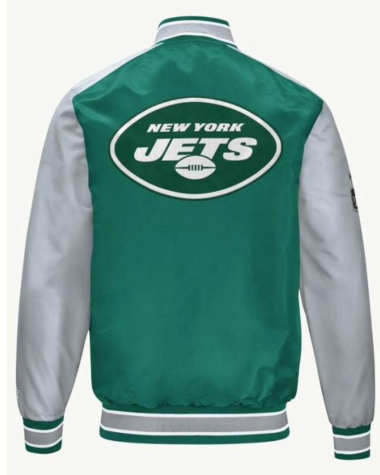 NY Jets Green and Gray Varsity Satin Jacket