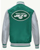 NY Jets Green and Gray Varsity Satin Jacket