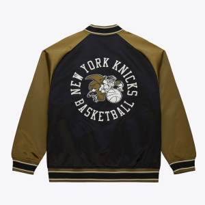 NY Knicks Black/Olive Satin Double Clutch Jacket