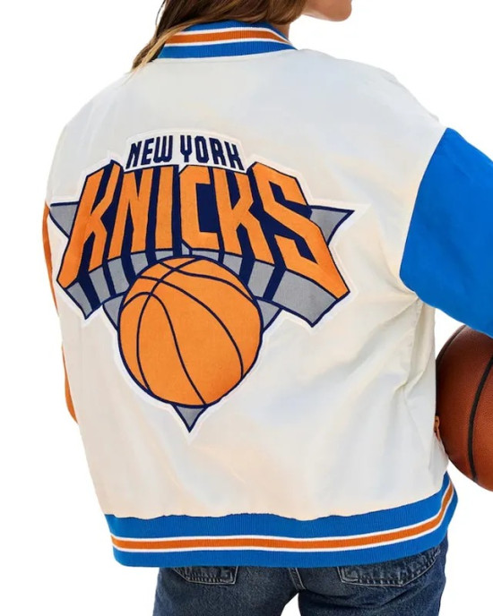 NY Knicks Color Block Bomber Full-Snap Jacket NY Knicks Color Block Bomber Full-Snap Jacket