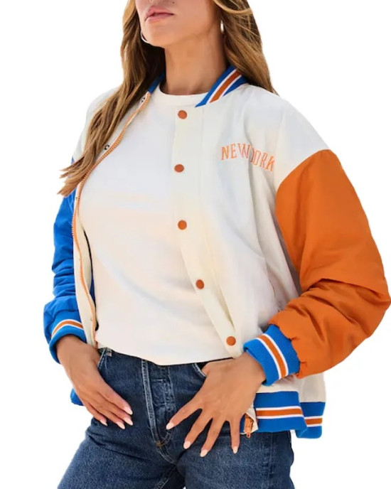 NY Knicks Color Block Bomber Full-Snap Jacket NY Knicks Color Block Bomber Full-Snap Jacket