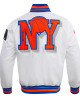 NY Knicks Mashup Classic Rib White Satin Jacket NY Knicks Mashup Classic Rib White Satin Jacket