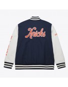 NY Knicks Navy and White Fleece Varsity Jacket