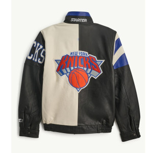 NY Knicks Retro Full Zip Leather Jacket