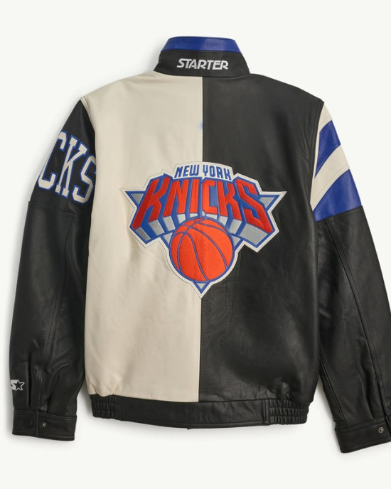NY Knicks Retro Full Zip Leather Jacket
