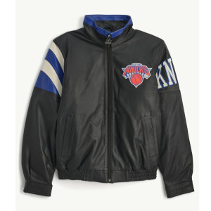 NY Knicks Retro Full Zip Leather Jacket
