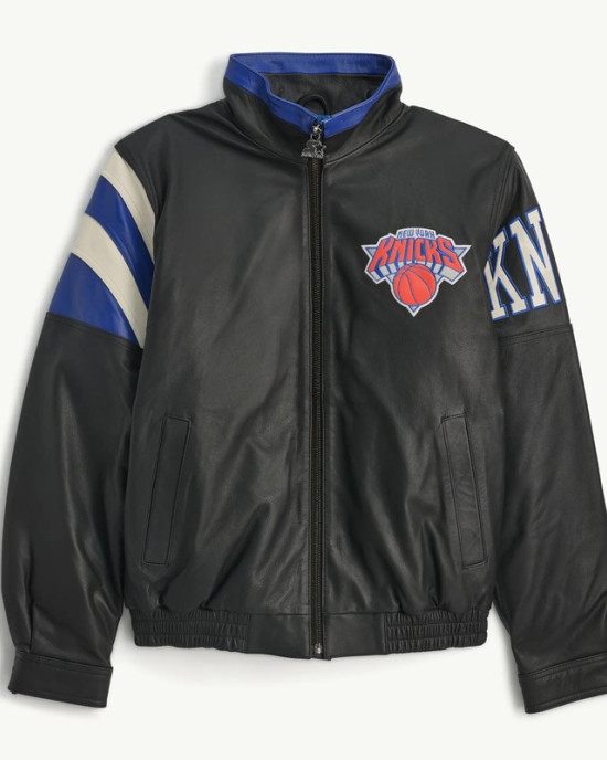 NY Knicks Retro Full Zip Leather Jacket