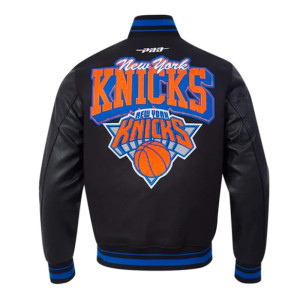 NY Knicks Team Badge Classic Rib Varsity Jacket
