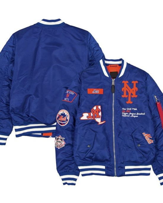 NY Mets Full-Zip Royal Bomber Jacket