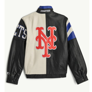 NY Mets Retro Full Zip Leather Jacket