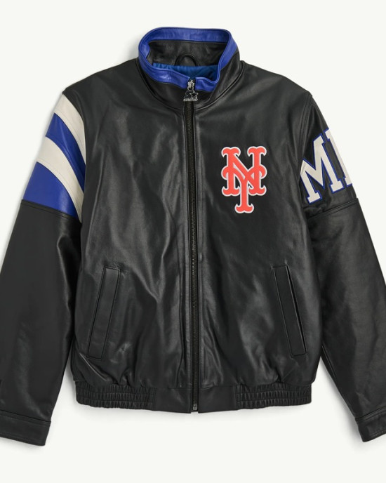 NY Mets Retro Full Zip Leather Jacket