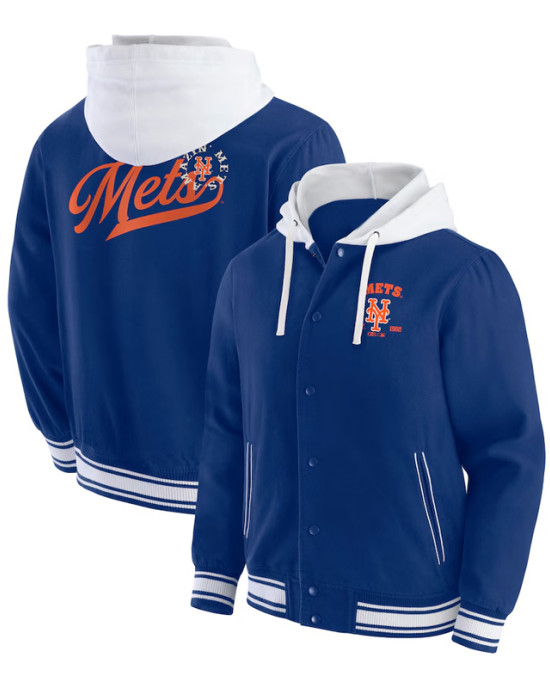 NY Mets Royal Cotton Hooded Jacket NY Mets Royal Cotton Hooded Jacket
