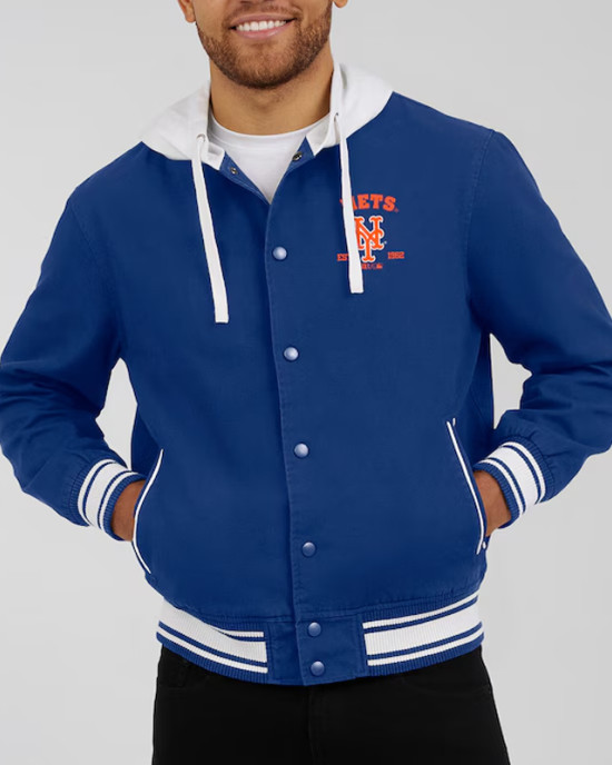 NY Mets Royal Cotton Hooded Jacket NY Mets Royal Cotton Hooded Jacket