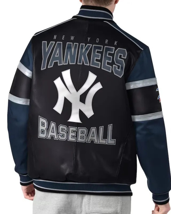 NY Yankees Black and Navy Varsity Leather Jacket NY Yankees Black and Navy Varsity Leather Jacket