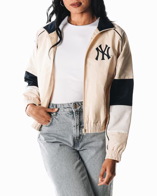 NY Yankees Cream Full-Zip Track Jacket NY Yankees Cream Full-Zip Track Jacket