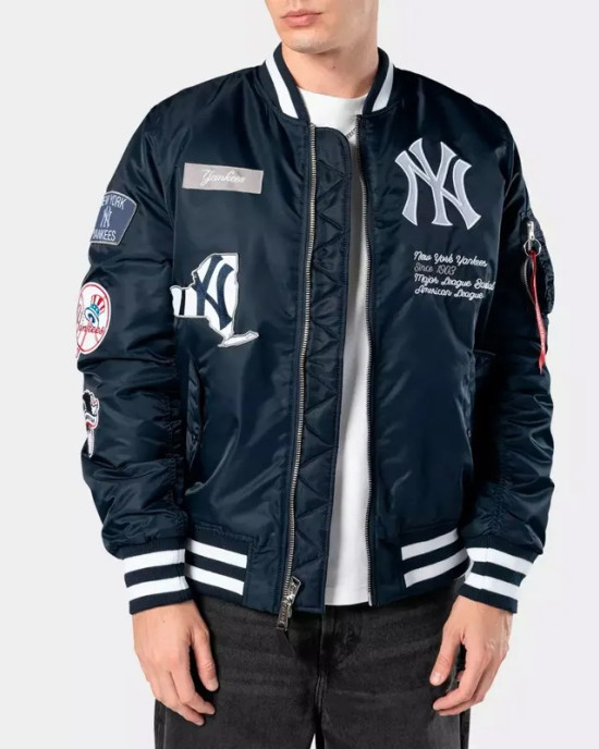 NY Yankees Full-Zip Green Bomber Jacket