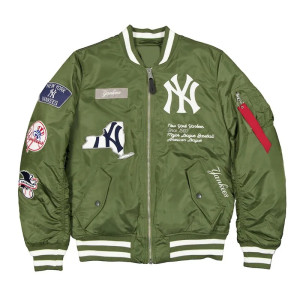 NY Yankees Full-Zip Green Bomber Jacket