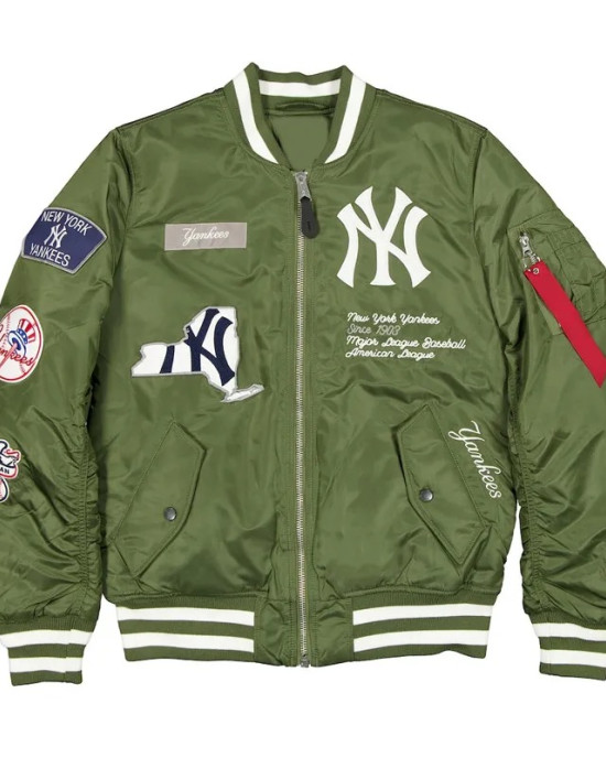 NY Yankees Full-Zip Green Bomber Jacket