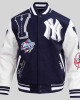 NY Yankees Mashup Men's Rib Wool Midnight Navy and White Varsity Jacket NY Yankees Mashup Men's Rib Wool Midnight Navy and White Varsity Jacket