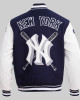 NY Yankees Mashup Men's Rib Wool Midnight Navy and White Varsity Jacket NY Yankees Mashup Men's Rib Wool Midnight Navy and White Varsity Jacket