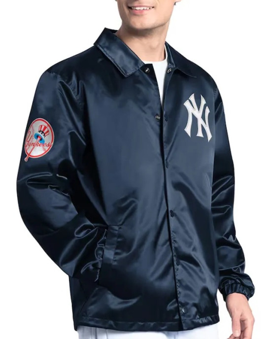 NY Yankees Point Man Coaches Navy Jacket