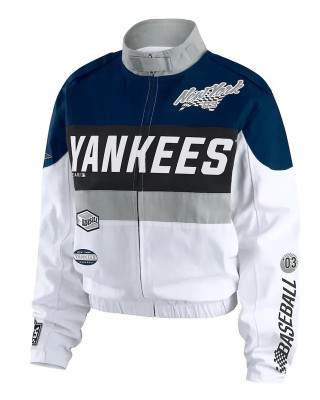 NY Yankees Racing Navy/White Full-Zip Jacket