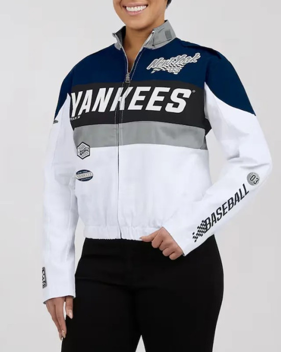 NY Yankees Racing Navy/White Full-Zip Jacket