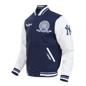 NY Yankees Team Badge Classic Rib Varsity Jacket