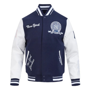 NY Yankees Team Badge Classic Rib Varsity Jacket