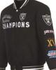 Oakland Raiders Black Contender Wool Bomber Jacket Oakland Raiders Black Contender Wool Bomber Jacket