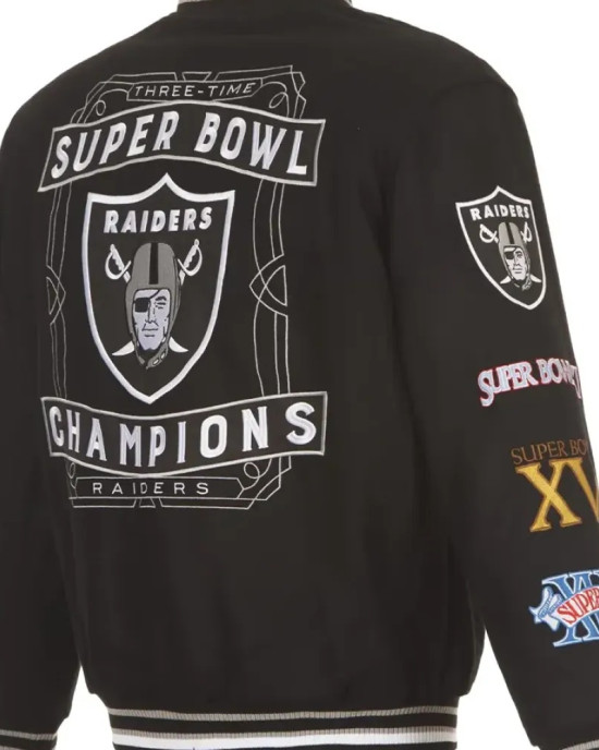 Oakland Raiders Black Contender Wool Bomber Jacket Oakland Raiders Black Contender Wool Bomber Jacket