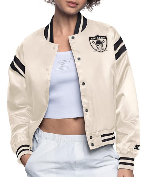 Oakland Raiders Cream Full Count Satin Jacket
