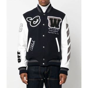 Off-White Cryst Moon Phase Black Varsity Jacket