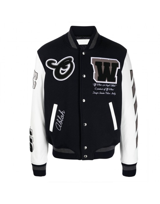 Off-White Cryst Moon Phase Black Varsity Jacket