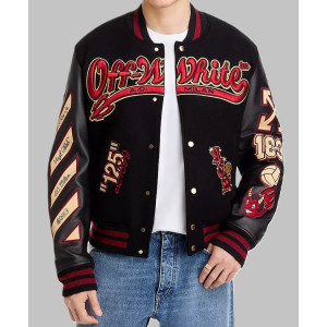Off-White x AC Milan 125th Anniversary Black Varsity Jacket