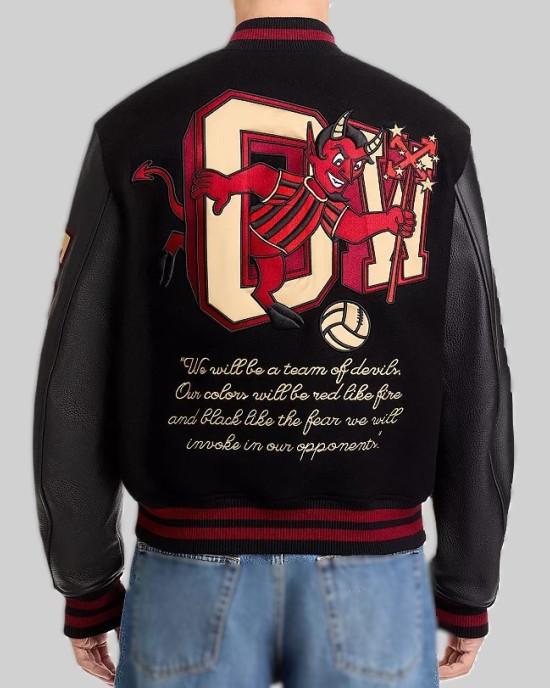 Off-White x AC Milan Black Varsity Jacket Off-White x AC Milan Black Varsity Jacket