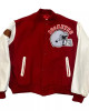 Ohio State Buckeyes Burgundy and White Varsity Jacket Ohio State Buckeyes Burgundy and White Varsity Jacket