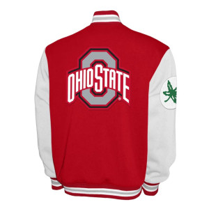 Ohio State Buckeyes Fleece Scarlet and White Varsity Jacket