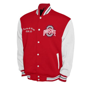 Ohio State Buckeyes Fleece Scarlet and White Varsity Jacket